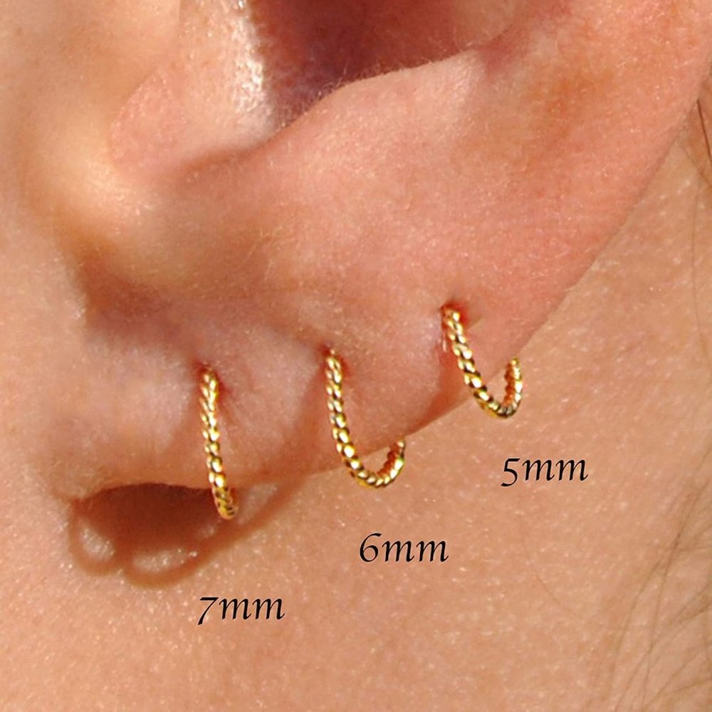 Hoop Piercing 14K Twisted Gold Filled 20 Gauge Eyebrow Septum Huggie Cartilage